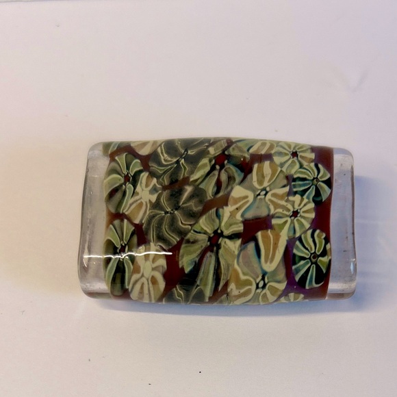 Artisan Made Vintage Lampwork Glass Bead Pendant Swirls Pinwheels - Picture 3 of 6